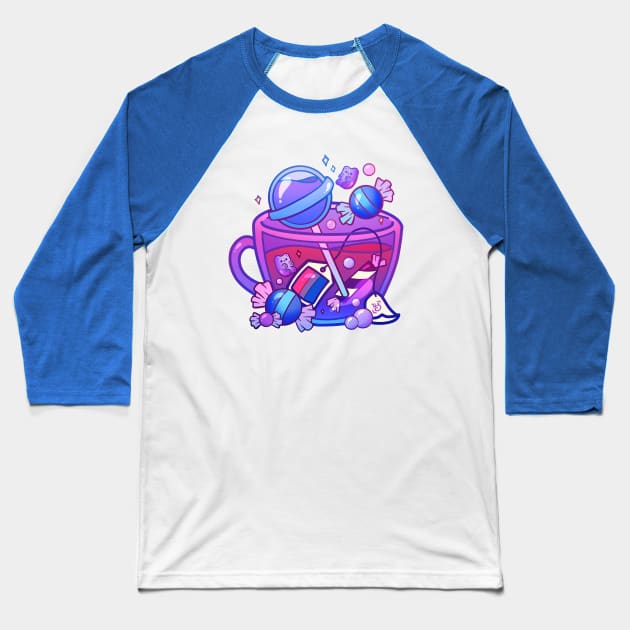 Pride Flag Teacup - Candy Bisexual Baseball T-Shirt by heysoleilart